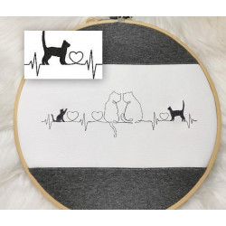 Stickdatei - Herzlinie Katze Silhouette 1